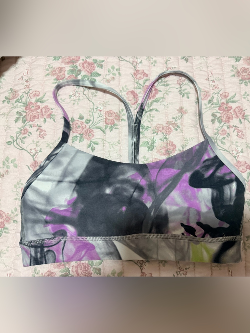 lululemon athletica Purple & Gray Abstract Print Sports Bra